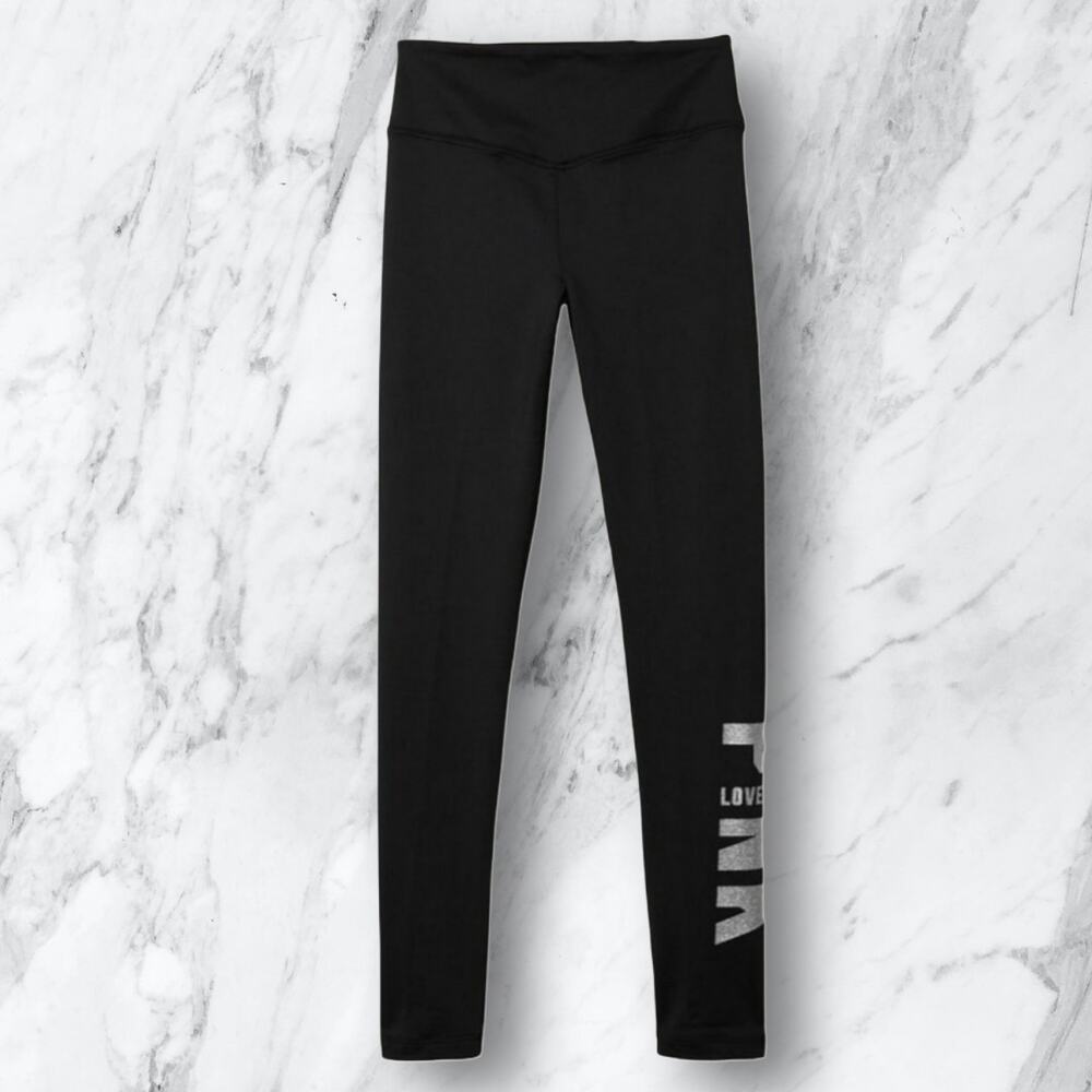 Victoria's Secret PINK Black High Waist Full Length V Winter Legging NWT SZ‎ S